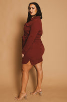 Plus Size Effortless Belted Dress - Burgundy