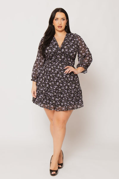 Plus Size Elara Ruffle Dress - Black