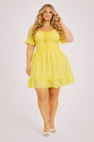 Plus Size Elena Ruffle Dress - Yellow