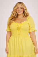 Plus Size Elena Ruffle Dress - Yellow