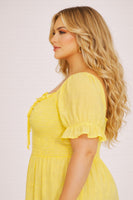 Plus Size Elena Ruffle Dress - Yellow