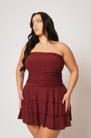 Plus Size Glimmer Nights Dress - Burgundy