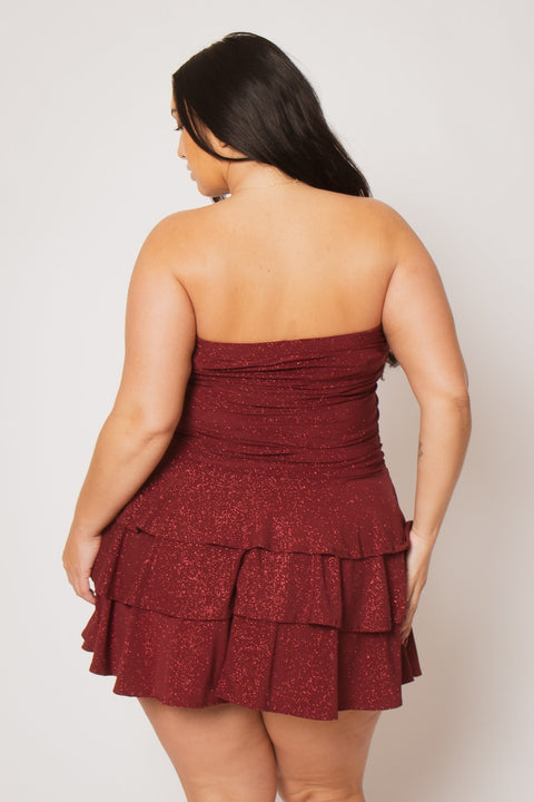 Plus Size Glimmer Nights Dress - Burgundy