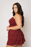 Plus Size Glimmer Nights Dress - Burgundy