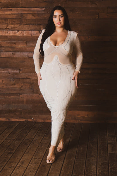 Plus Size Goddess Glow Dress - Nude