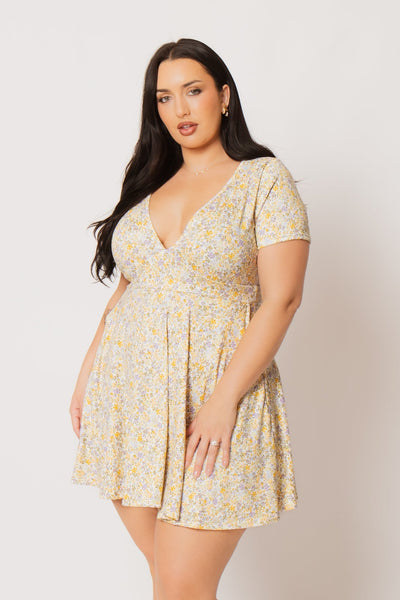 Plus Size Jayne Flare Dress - Yellow