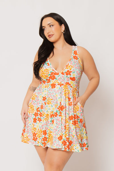 Plus Size Jeanine  Flare Dress - Orange