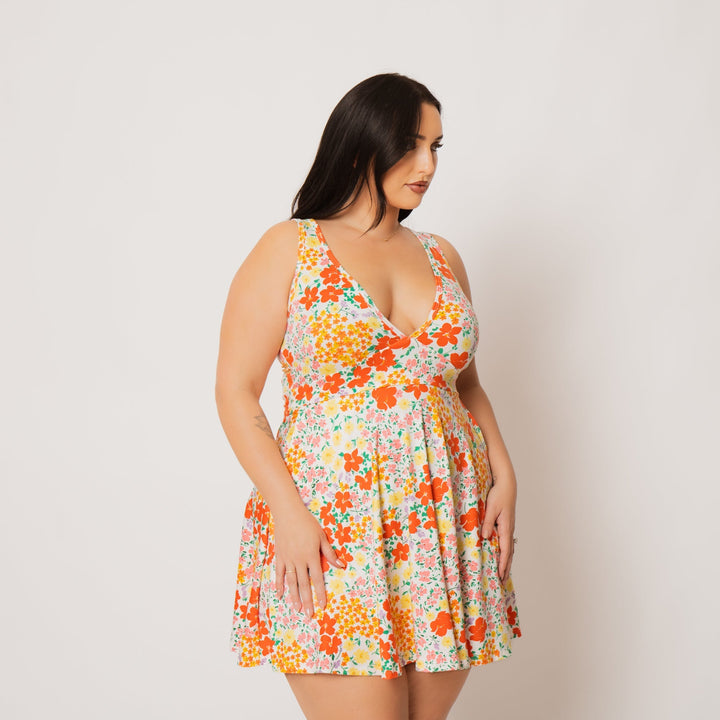 Plus Size Jeanine  Flare Dress - Orange