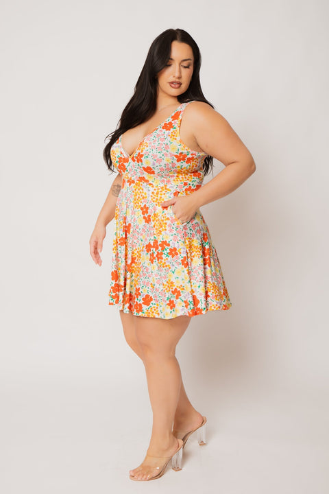 Plus Size Jeanine  Flare Dress - Orange