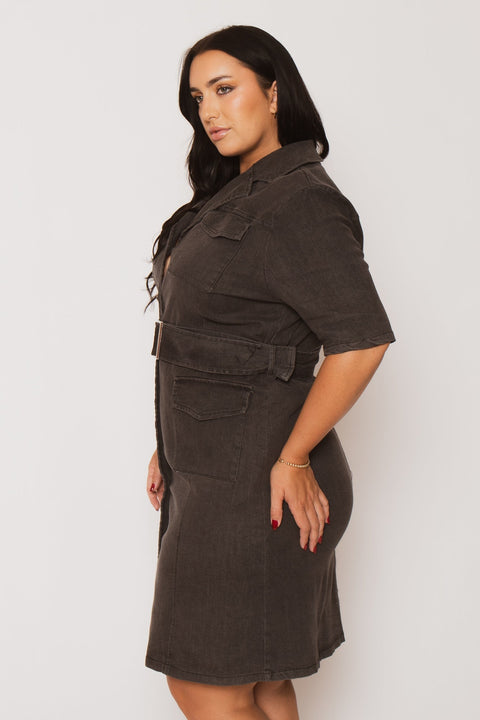 Plus Size  Juliana  Denim  Dress - Charcoal