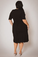 Plus Size Juliet Ruffle Wrap Midi Dress  - Black