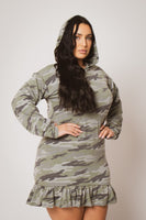 Plus Size Kacey Hoodie Mini Dress - Green