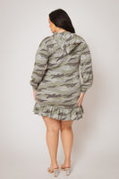 Plus Size Kacey Hoodie Mini Dress - Green