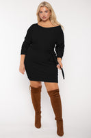 Plus Size Leila Off Shoulder  Dress - Black