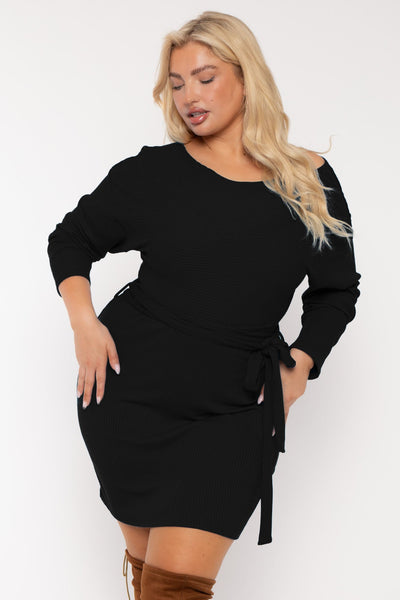 Plus Size Leila Off Shoulder  Dress - Black