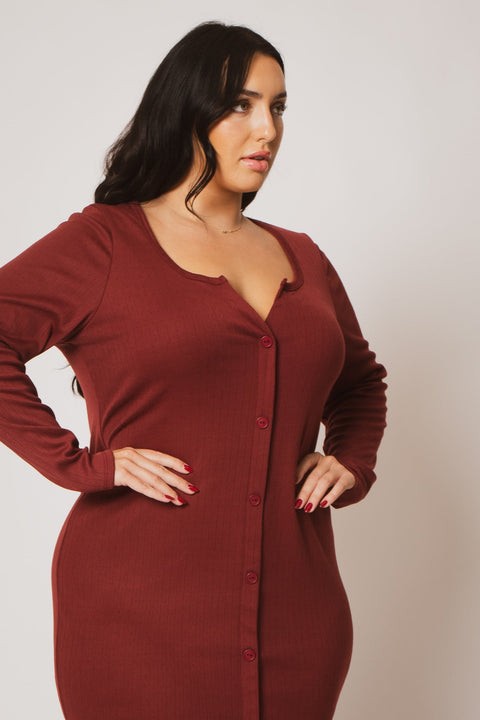 Plus Size Liana Knit Dress - Burgundy