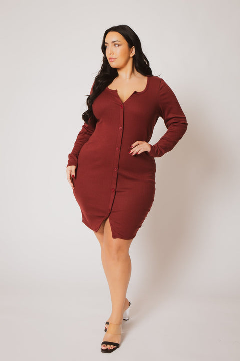 Plus Size Liana Knit Dress - Burgundy