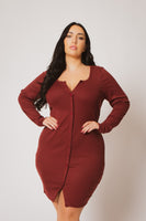 Plus Size Liana Knit Dress - Burgundy