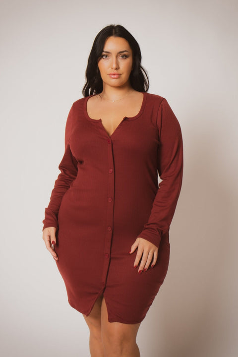 Plus Size Liana Knit Dress - Burgundy