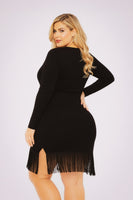 Plus Size Lindecita Fringe Dress - Black