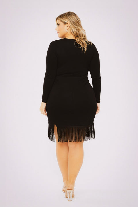 Plus Size Lindecita Fringe Dress - Black