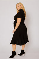 Plus Size Maren Turtleneck Ruffle Dress  - Black