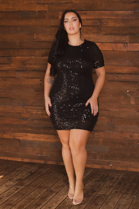 Plus Size Midnight Sparkle Dress - Black