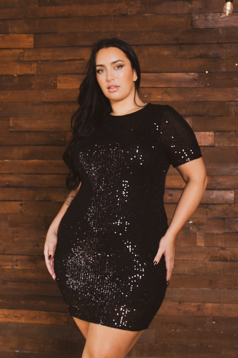 Plus Size Midnight Sparkle Dress - Black