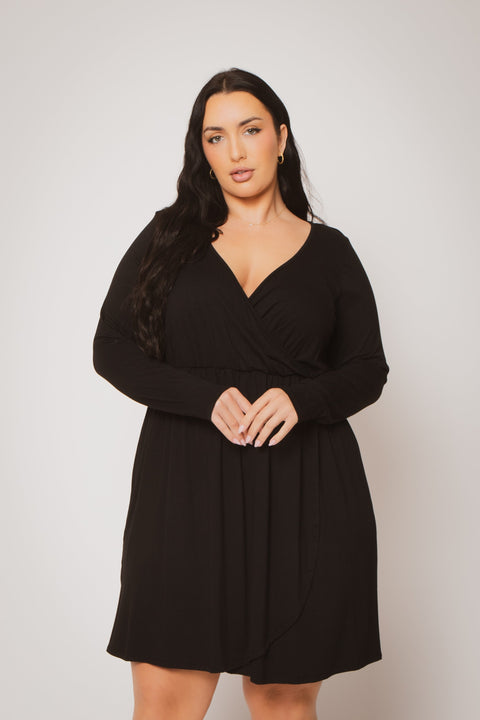 Plus Size Monroe Wrap Dress - Black