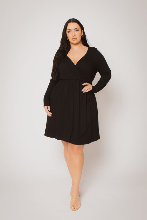 Plus Size Monroe Wrap Dress - Black