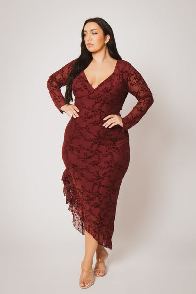 Plus Size Moonlit Romance Gown - Burgundy