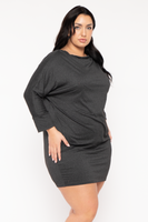 Plus Size Noir Cowl Neck  Dress - Charcoal