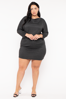 Plus Size Noir Cowl Neck  Dress - Charcoal