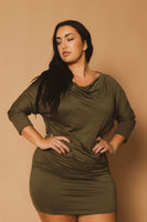 Plus Size Noir Cowl Neck  Dress - Olive