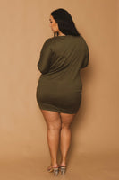 Plus Size Noir Cowl Neck  Dress - Olive
