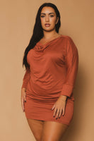 Plus Size Noir Cowl Neck  Dress - Rust