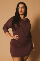 Plus Size Noir Cowl Neck  Dress - Wine