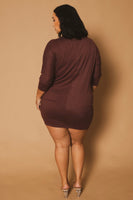 Plus Size Noir Cowl Neck  Dress - Wine