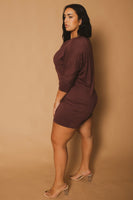 Plus Size Noir Cowl Neck  Dress - Wine