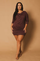 Plus Size Noir Cowl Neck  Dress - Wine
