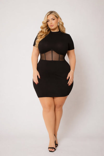 Plus Size Nova Mini Dress - Black