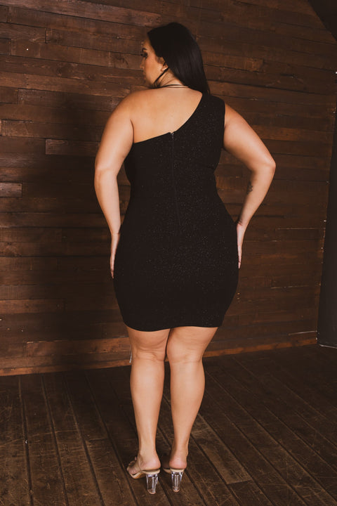 Plus Size Radiant Sash Dress - Black