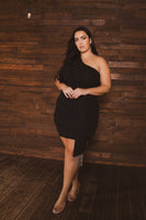 Plus Size Radiant Sash Dress - Black