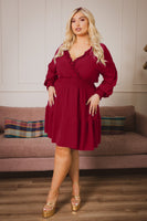 Plus Size Riella Ruffle   Dress -Dark Red
