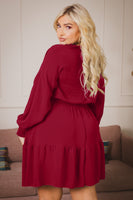 Plus Size Riella Ruffle   Dress -Dark Red