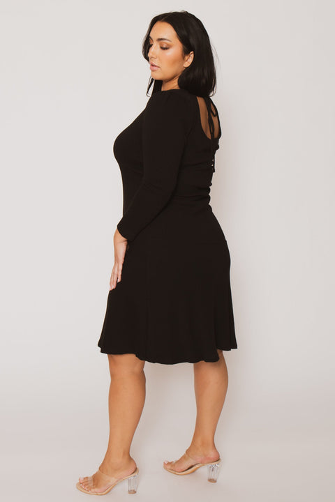 Plus Size Riley Ribbed  Dress - Black