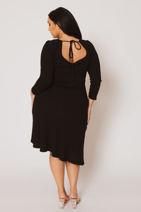 Plus Size Riley Ribbed  Dress - Black