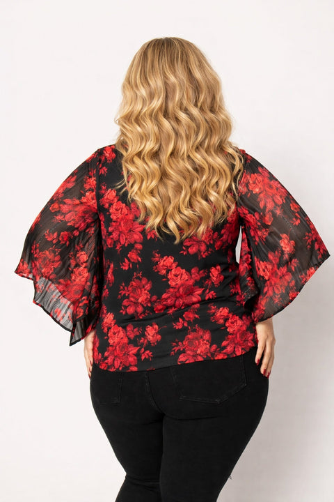 Plus Size Rosalie Flutter Blouse - Black