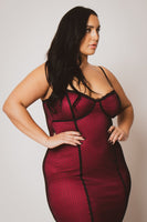 Plus Size Scarlett Mesh Midi Dress - Fuchsia
