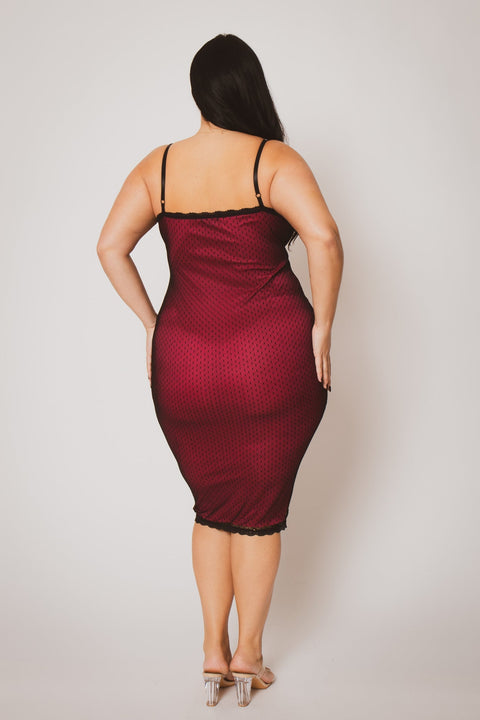 Plus Size Scarlett Mesh Midi Dress - Fuchsia